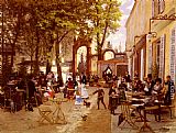 Famous Cafe Paintings - La Terrasse Du cafe Du Glacier, Place Stanislas A Nancy